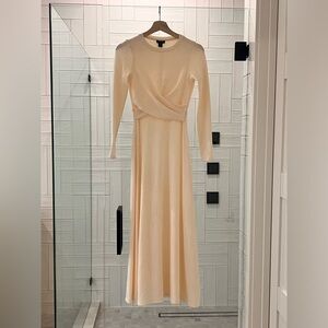 Elegant Cream Long Sleeve Dress